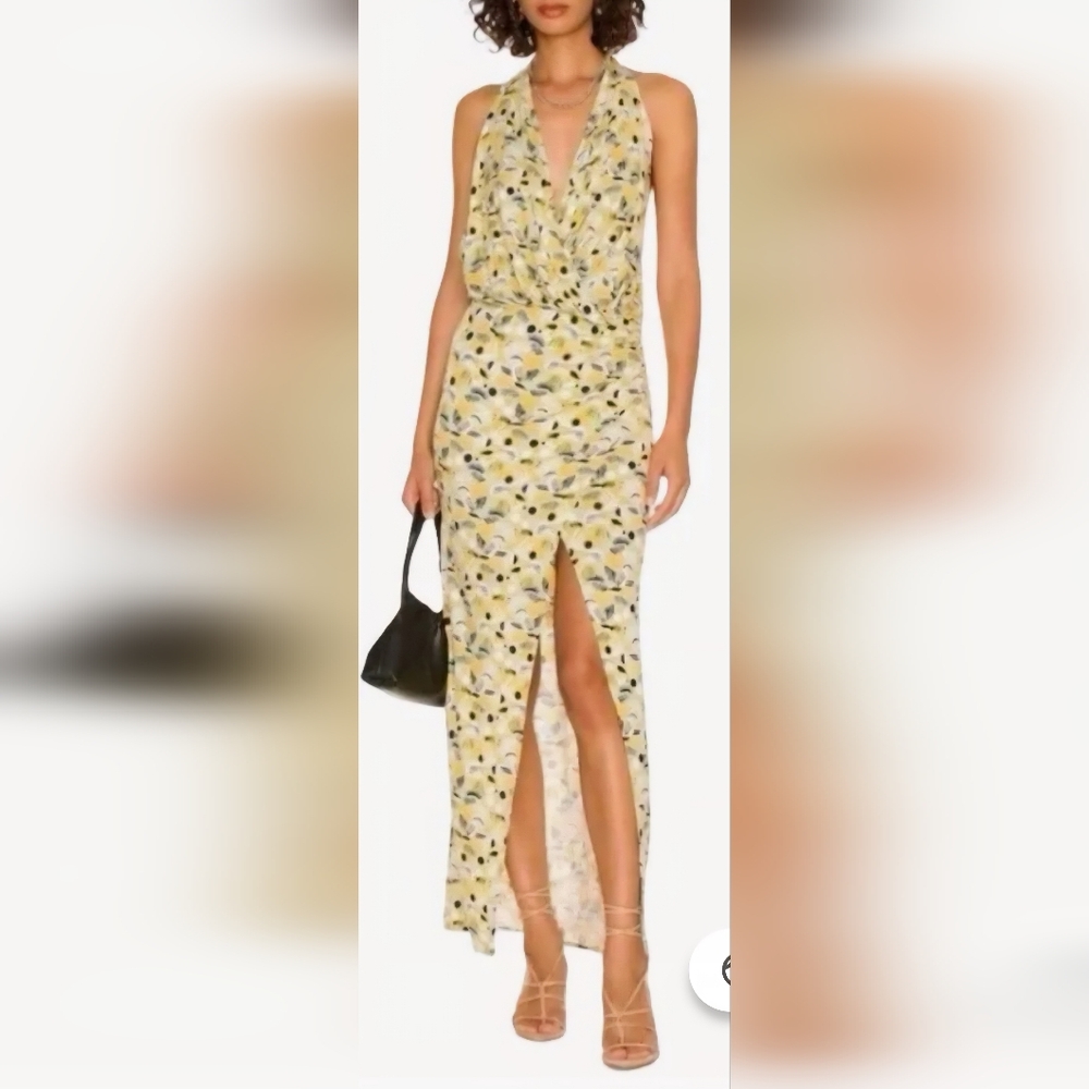Free People Daria Halter Low Back Wrap Maxi Dress Size S